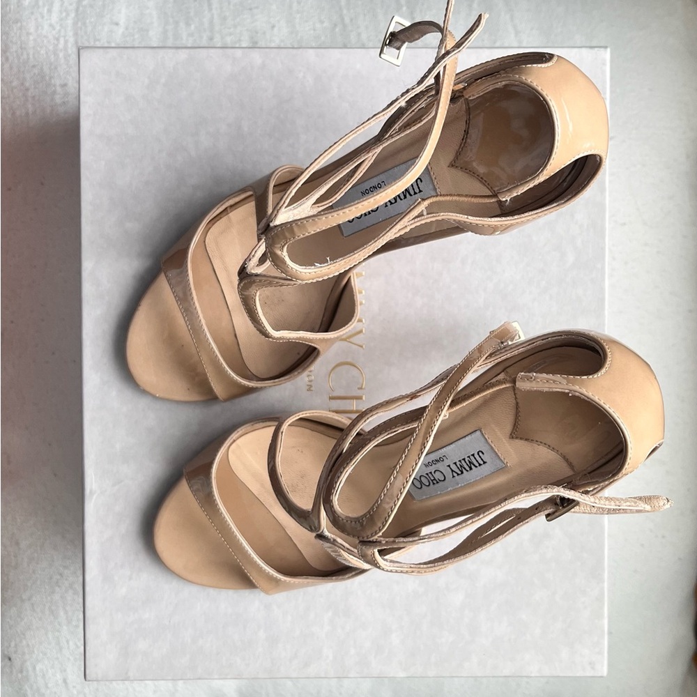 Jimmy Choo Ivette Nude 37.5 - Picture 4 of 7